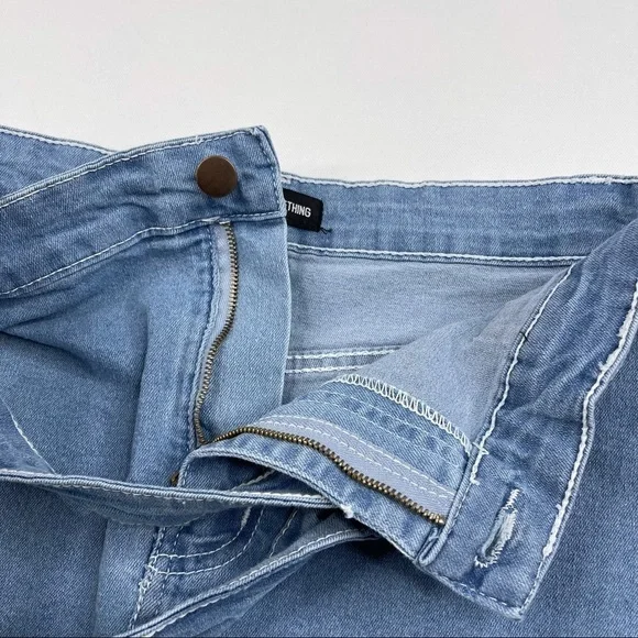 Pretty Little Thing Skirt Denim Blue Jean Boho Concert Summer Festival New - Picture 5 of 9